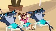 Beth and the sharks.png (650 KB) Two sharks and Beth relaxing at the beach.