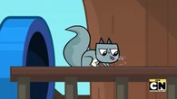 The squirrel refuses to give the kids back what he stole from them.
