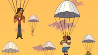 DropD.png (591 KB) Izzy and Alejandro are seen falling from the sky.