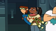 A fearful Harold jumps into Leshawna's arms on a whim, much to her dismay.