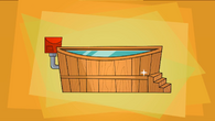 After jumping off the cliff, contestants must assemble a hot tub.