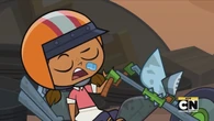 Courtney eats a taffy.