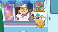 MacArthur stops Owen from licking her ice cream truck.