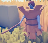 Стог сена воин с палкой