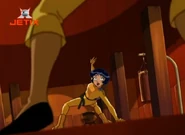 Black Belt allowing Alexandra to pull off karate moves.