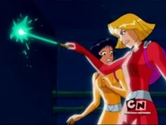 Clover cutting a hole in a wall in the episode "Malled".