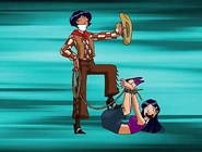 Alex Mandy ties her up with rope.