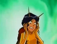 Alex freaking out over her incomplete transformation.