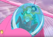 Spies struggling with the Glider in "The Getaway"