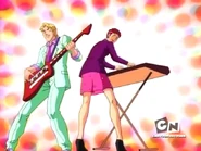 Performing a song together.