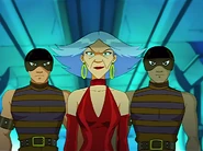With her henchmen in Jerry's office in "Evil Jerry"