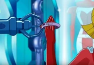 G.L.A.D.I.S. equipping Clover with the bracelet in "Super Agent Much?"
