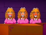 Sam, Clover and Alex in their doll disguise on the mission