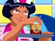 Alex serving Brittany a drink