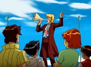 Greeting new arrivals to her camp