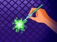 The laser nail file in action.