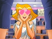 Clover amazed at the clothing store's selection.