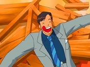 A defeated Eugene after Clover exposes his alternate disguises