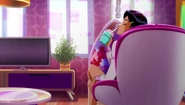Mandy in the girls' apartment