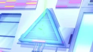 The laser reflecting on the box
