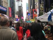 A large outdoor market on West 49th Street in Hell's Kitchen, Manhattan, on 21 May 2016