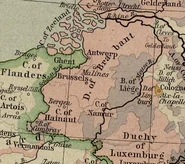 Location of Brabant in present-day Belgium and the Netherlands