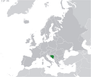 Location of Bosnia and Herzegovina.