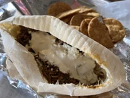 A lamb "pita pocket" from the Turkish-Mediterranean restaurant chain "Mezeh"