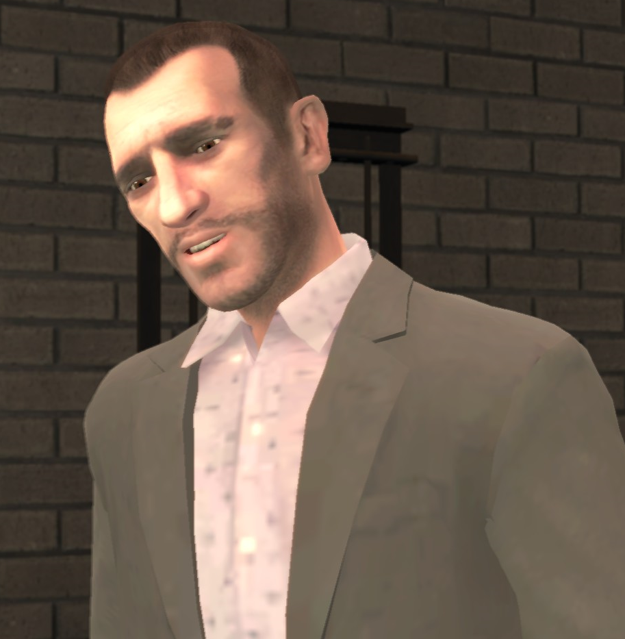 Niko Bellic, o protagonista de GTA IV, fugiu da da guerra que acontecia no  seu país nato natal e foi morar com ena primo Roman nos EUA, contato, (O  não consegue à