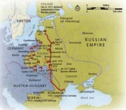Map of the Eastern Front and the front lines at the time of the 1917 armistice
