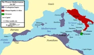 Carthage in 264 BC (purple).