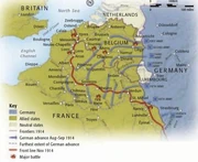 Map of the German advances from August to September 1914