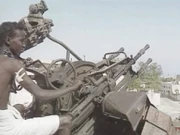 A Somali fighter manning an anti-aircraft gun