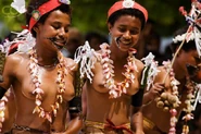Melanesian girls in traditional clothing