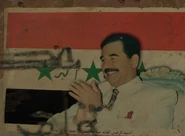 A propaganda poster of Saddam Hussein