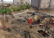 The German troops and an Panzer III tank defending Berlin