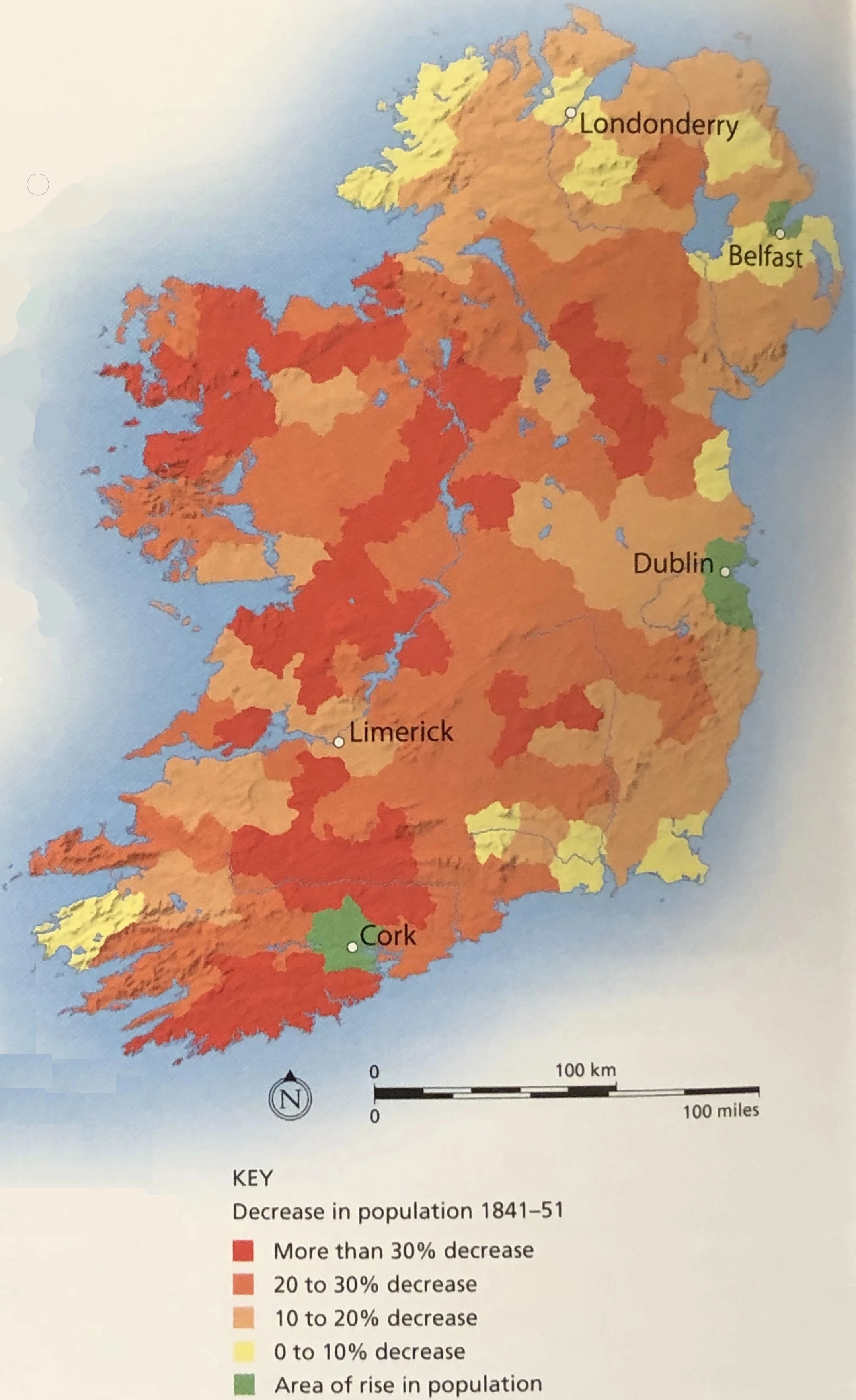 irish potato famine immigration map