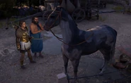 Kassandra and Socrates admiring a stolen horse