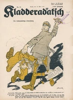 A  cartoon of Hindenburg thrashing Haig