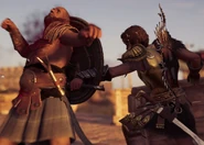 Kassandra stabbing Three-Thumbed Odios