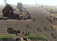 German troops advancing through a French town