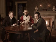 Major Hewlett converses with Richard and Abraham Woodhull