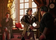 Maximilien de Robespierre shaking hands with .