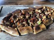 Turkish pita with mincemeat and vegetables