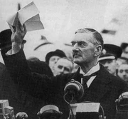 Neville waving the  in the air, 1938