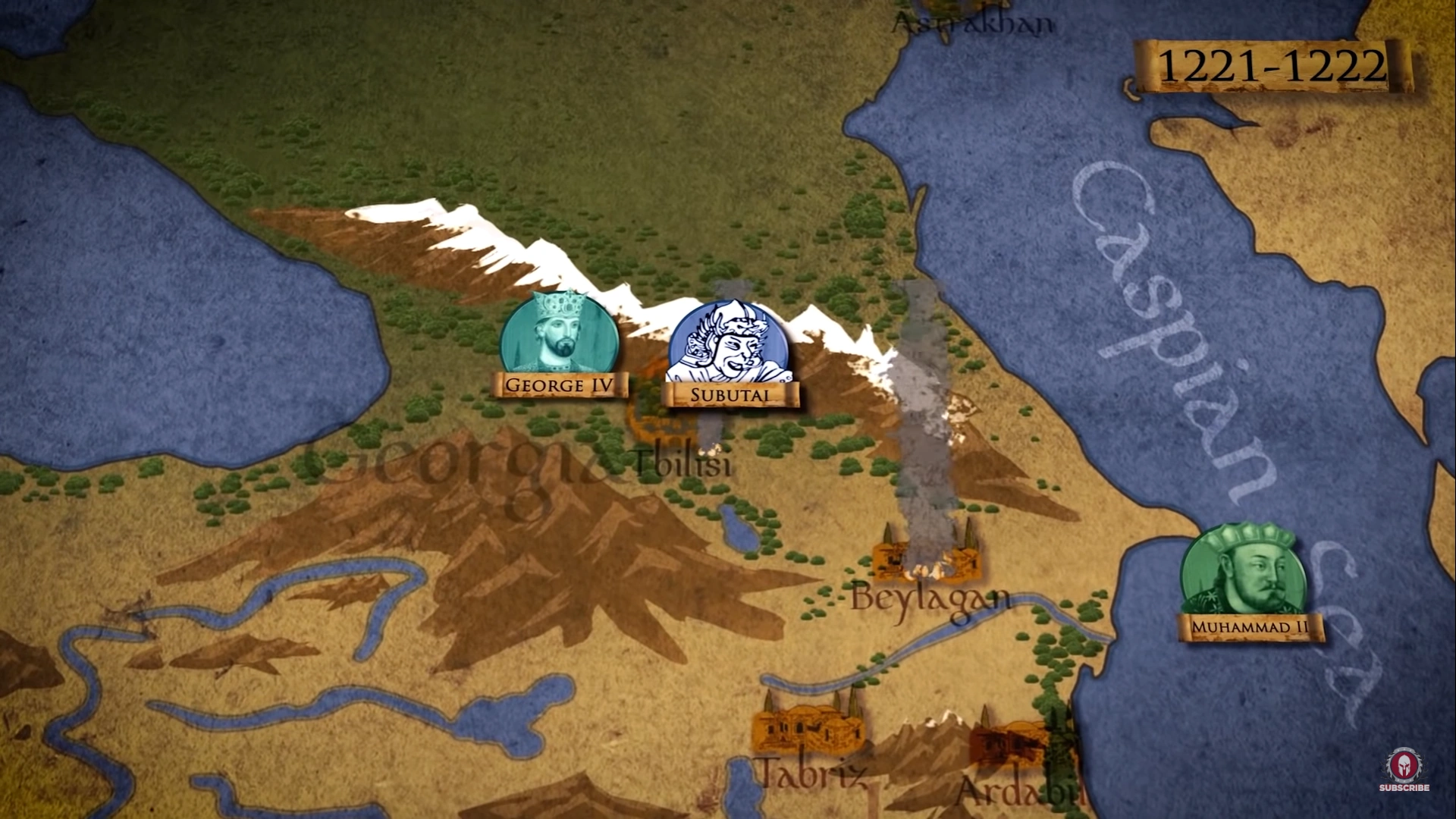 Map of the Campaigns \u0026 Empire of Genghis Khan, image size:1920x1080