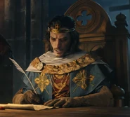 Alfred writing a declaration of war against the Danes.