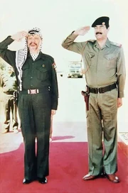 Yassir Arafat with Saddam Hussein