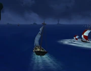 The  sinking her first  ship