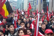 Turkish people rallying for  and  after the 2016 terrorist attacks.